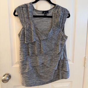 AB Studio Grey Ruffled Sleeveless Tank Top